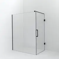 Balmani Modular inloopdouche met deur: 160 x 200 cm met deur 100 cm, Helder glas met coating, Mat zwarte profielen