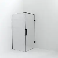 Balmani Modular inloopdouche met deur: 100 x 200 cm met deur 100 cm, Helder glas, Mat zwarte profielen