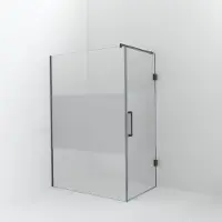 Balmani Modular inloopdouche met deur: 140 x 200 cm met deur 90 cm, Helder glas met matte strook, Brushed GunMetal profielen