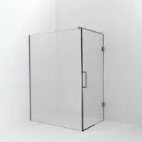 Balmani Modular inloopdouche met deur: 150 x 200 cm met deur 100 cm, Helder glas, Brushed CoolMetal profielen