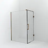 Balmani Modular inloopdouche met deur: 140 x 200 cm met deur 90 cm, Helder glas met coating, Brushed Rosegold profielen