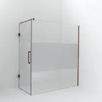 Balmani Modular inloopdouche met deur: 180 x 200 cm met deur 90 cm, Helder glas met matte strook, Brushed Rosegold profielen