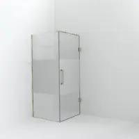 Balmani Modular inloopdouche met deur: 90 x 200 cm met deur 90 cm, Helder glas met matte strook, Brushed Champagne Gold profielen