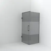 Balmani Modular inloopdouche met deur: 90 x 200 cm met deur 90 cm, Rookglas met matte strook met coating, Brushed Inox profielen