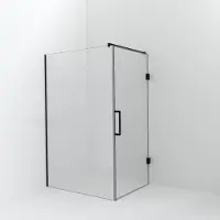 Balmani Modular inloopdouche met deur: 130 x 200 cm met deur 100 cm, Helder glas, Mat zwarte profielen