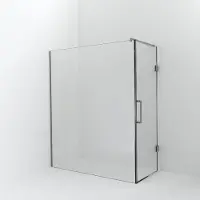 Balmani Modular inloopdouche met deur: 170 x 200 cm met deur 80 cm, Helder glas, Brushed CoolMetal profielen