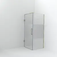 Balmani Modular inloopdouche met deur: 90 x 200 cm met deur 90 cm, Helder glas met matte strook, Brushed Champagne Gold profielen