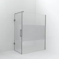 Balmani Modular inloopdouche met deur: 160 x 200 cm met deur 90 cm, Helder glas met matte strook, Brushed CoolMetal profielen