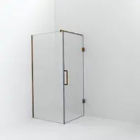 Balmani Modular inloopdouche met deur: 100 x 200 cm met deur 90 cm, Extra helder glas met coating, Brushed Rosegold profielen