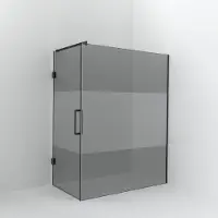 Balmani Modular inloopdouche met deur: 160 x 200 cm met deur 90 cm, Rookglas met matte strook met coating, Brushed GunMetal profielen
