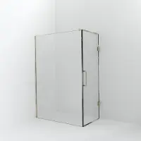 Balmani Modular inloopdouche met deur: 140 x 200 cm met deur 80 cm, Helder glas met coating, Brushed Champagne Gold profielen