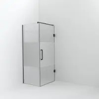 Balmani Modular inloopdouche met deur: 80 x 200 cm met deur 90 cm, Helder glas met matte strook, Brushed GunMetal profielen