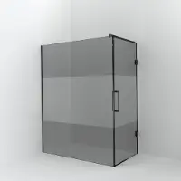 Balmani Modular inloopdouche met deur: 160 x 200 cm met deur 90 cm, Rookglas met matte strook, Brushed GunMetal profielen
