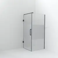 Balmani Modular inloopdouche met deur: 100 x 200 cm met deur 90 cm, Helder glas met matte strook, Brushed GunMetal profielen