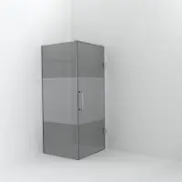 Balmani Modular inloopdouche met deur: 90 x 200 cm met deur 90 cm, Rookglas met matte strook met coating, Hoogglans chroom profielen