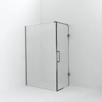 Balmani Modular inloopdouche met deur: 130 x 200 cm met deur 80 cm, Helder glas met coating, Brushed Inox profielen