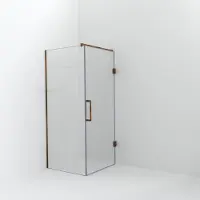 Balmani Modular inloopdouche met deur: 90 x 200 cm met deur 90 cm, Extra helder glas met coating, Brushed Rosegold profielen