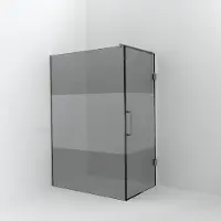 Balmani Modular inloopdouche met deur: 140 x 200 cm met deur 90 cm, Rookglas met matte strook, Brushed CoolMetal profielen