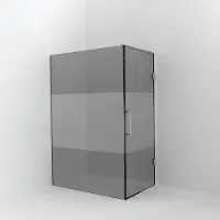 Balmani Modular inloopdouche met deur: 140 x 200 cm met deur 90 cm, Rookglas met matte strook, Hoogglans chroom profielen
