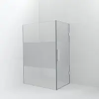 Balmani Modular inloopdouche met deur: 140 x 200 cm met deur 90 cm, Helder glas met matte strook, Mat witte profielen