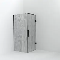 Balmani Modular inloopdouche met deur: 100 x 200 cm met deur 90 cm, Mikado, Mat zwarte profielen
