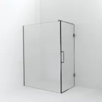 Balmani Modular inloopdouche met deur: 150 x 200 cm met deur 90 cm, Helder glas, Brushed CoolMetal profielen