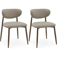COLAMY 2-delige set eetkamerstoelen, bekleed, met metalen poten, antislipvoetjes en een gebogen rugleuning, bruin