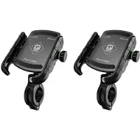 Exogio 2X Black Aluminum Alloy Bike Bicycle Motorcycle Handlebar Mirror Mobile Phone Mount Holder Stand