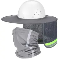 Jojomino 2 Stuks Zonnehelm met Nekbescherming, Hoge Zichtbaarheid, Volledige Rand, Mesh, Zonbescherming en Nekwarmer, Bandana, Gezichtssjaal A