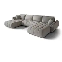 Fun-Möbel Livingroombank met slaapfunctie, model MISATO, gestoffeerd met stof in een lichte grijstint