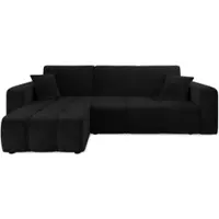 Fun-Möbel Eckbank met slaapfunctie, model DAGNY, bekleed met stof Kronos, kleur zwart. Inclusief ottoman aan de linkerkant