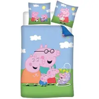 Pipsa Possu Peppa Pig dekbedovertrek Family - 140 x 200 cm + 65 x 65 cm - polykatoen