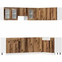 vidaXL 11-delige Keukenkastenset Lyon bewerkt hout oud houtkleurig