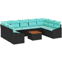 vidaXL Tuinbank Set 10 st Zwart poly rattan