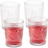JeiibrZui Beker - 300 ml - 4 Stuks - Transparant - Voor Water, Sap En Cocktails - Vaatwasserbestendig