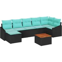 vidaXL Tuinbank Set 8 st Zwart poly rattan