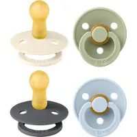 BIBS Colour speen verpakking 4 stuks, BPA-vrije fopspeen, Ronde speen. Natuurlijk rubberlatex, Denmark. 6-18 maanden (Verpakking 4 stuks), Iron Mix