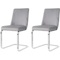 STILVORA Eetkamerstoel - Luxe Velours Design - Set van 2 - Comfortabel met Diamant-Rug en Stalen Ondersteuningspoten - Voor Woonkamer en Slaapkamer - Grijs