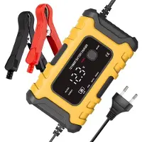 Eafc Acculader 12V voor Auto, Motor, Scooter en Meer - Met Reparatiemodus - LCD-Display - 6A - geel
