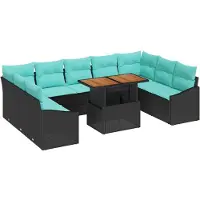 vidaXL Tuinbank Set 10 st 9-Aantal zitplaatsen Zwart en Teal