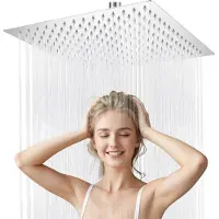Auralum Max Vierkante Douchekop - Regendouchekop 20 cm - 8 Inch Hoofddouche met 196 Siliconen Nozzles - Universele G1/2 Aansluiting - RVS Chroom