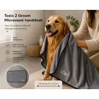 Tools-2-groom Tools 2 Groom - Microvezel handdoek - voor afdrogen van hond - huisdier - Grijs - 90x55cm