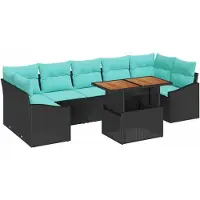 vidaXL Tuinbank Set 8 st 7-Aantal zitplaatsen Zwart en Teal