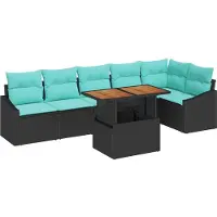 vidaXL Tuinbank Set 7 st 6-Aantal zitplaatsen Zwart en Teal