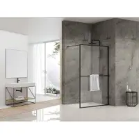 Van Rijn Inloopdouche st04 met handdoekstang 90x200 cm 8 mm helder glas zwart