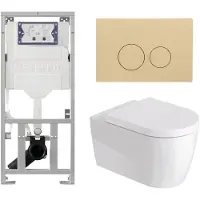 Duravit Me by starck Toiletset - inbouwreservoir - met UP320 spoelmachine - softclose zitting - kunststof beige bedieningsplaat - ronde knoppen - beige SW89009/0701131/SW1102365