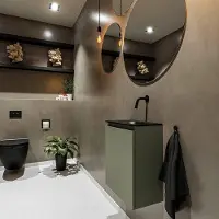 Mondiaz TURE 40cm toiletmeubel army. EDEN wastafel urban rechts geen kraangat