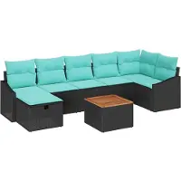 vidaXL Tuinbank Set 8 st Zwart poly rattan