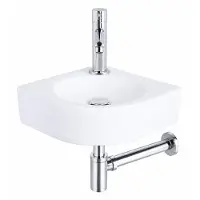 Qeramiq Fuente fonteinset - 30x30x10cm - 1 kraangat - hoek - keramiek - fonteinkraan chroom - glans wit SW696234/SW696209/SW696219/SW679885
