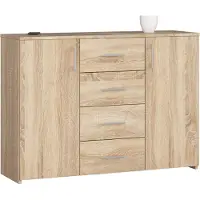 Akord Ladekast K45 met 4 Lades en 2 Deuren / Furniture Factory / Sonoma Eik / 110 x 80 x 35 cm